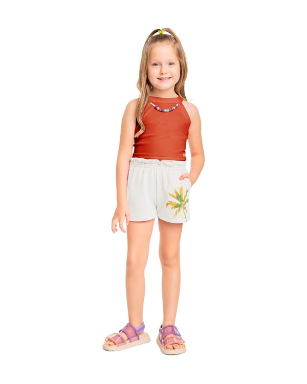 Conjunto Infantil Menina Regata Colar e Shorts Kely Kety