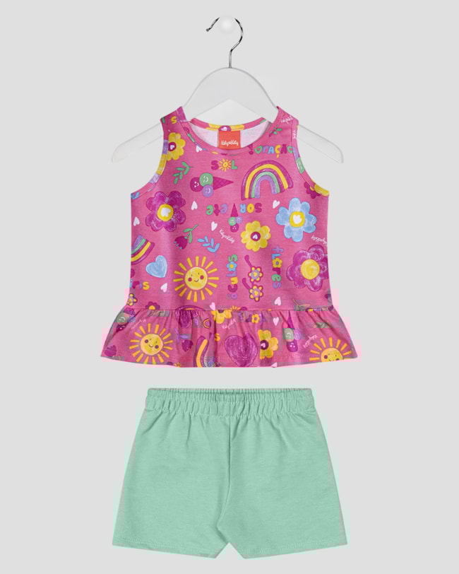 Conjunto Infantil Menina Regata com Babado e Shorts - Kely Kety - Blossom-dffc90f3-7e67-467e-ae8d-04202dc70cf0