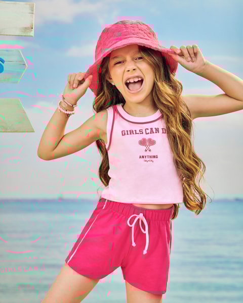 Conjunto Infantil Menina Regata e Shorts - Kely Kety - Astral