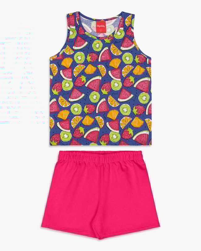 Conjunto Infantil Menina Regata Estampada e Shorts - Kely Kety - Lazuli-87075e3e-06a5-47f3-aec5-cb2caec4286e