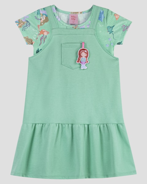 Conjunto Infantil Menina Salopete e Blusa Kely Kety Verde
