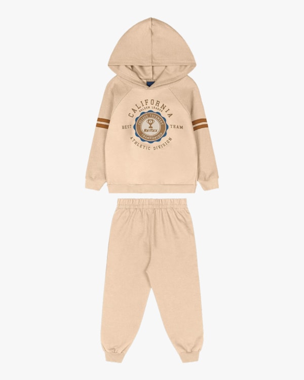 Conjunto Infantil Menino Blusa com Capuz e Calça - ReiRex - Deserto