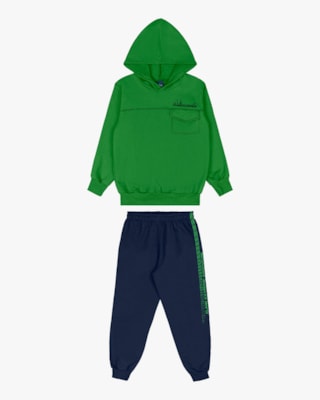 Conjunto Infantil Menino Blusão com Bolso e Calça - ReiRex - Verde-10