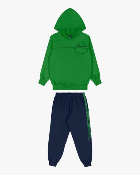 Conjunto Infantil Menino Blusão com Bolso e Calça - ReiRex - Verde