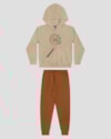 Conjunto Infantil Menino Blusão com Bolso Zíper e Calça - ReiRex - Bege-a78e48d1-4a90-4026-9b0d-d363925f2de6