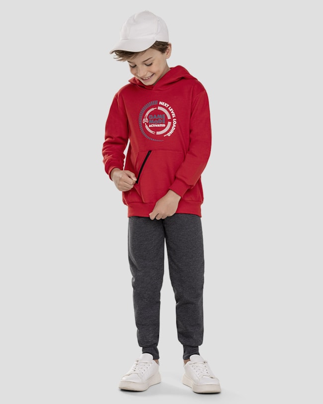 Conjunto Infantil Menino Blusão com Bolso Zíper e Calça - ReiRex - Vermelho-da9a73be-2ae7-4391-8fb3-b5cc3b82f52f