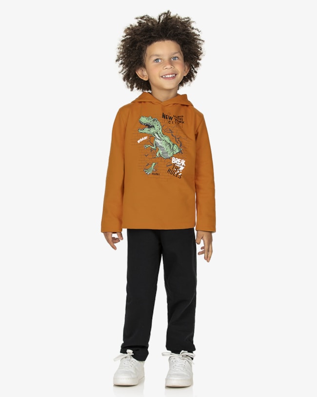 Conjunto Infantil Menino Blusão com Capuz e Calça ReiRex -Amarelo-bc3b99f5-d26d-40fa-b264-9e91552a29a1