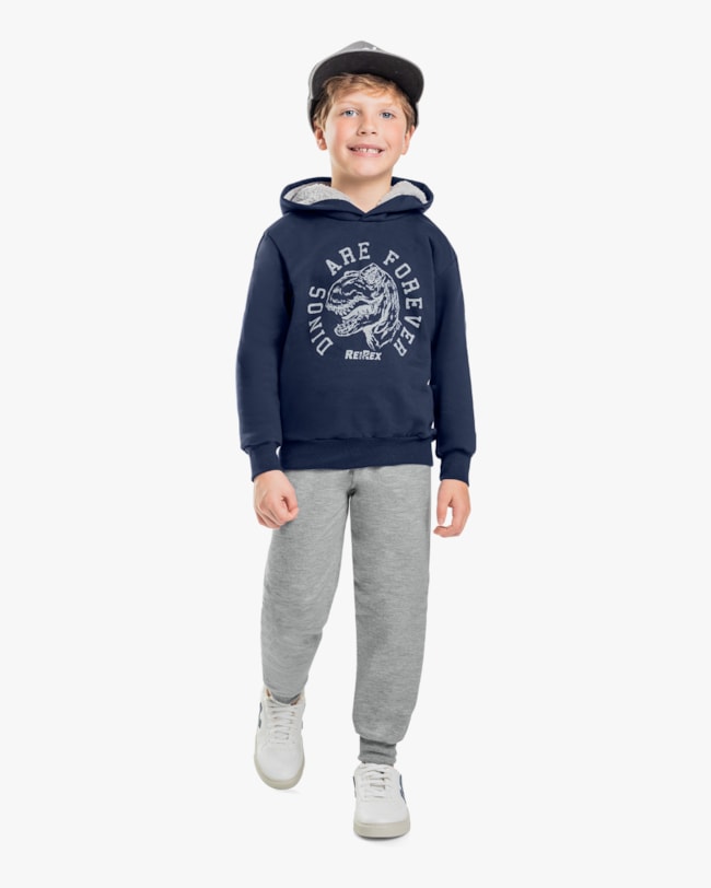 Conjunto Infantil Menino Blusão com Capuz e Calça - ReiRex - Azul-5fc8fab2-a63b-4323-b92c-7c134e7898b2