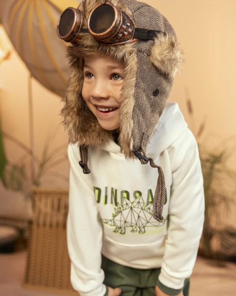 Conjunto Infantil Menino Blusão com Capuz e Calça - ReiRex - Branco