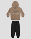 Conjunto Infantil Menino Blusão com Capuz e Calça - ReiRex - Marrom-cf12432a-87fa-430c-b544-81563f465b78