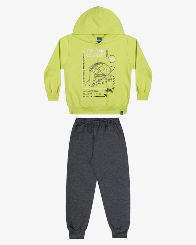 Conjunto Infantil Menino Blusão com Capuz e Calça ReiRex- Verde-60cb9b0d-2674-47d9-86ed-9635174a6652