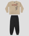 Conjunto Infantil Menino Blusão com Estampa e Calça - ReiRex - Bege-eb88dcc5-8fbb-4132-98ba-2c32a744789a
