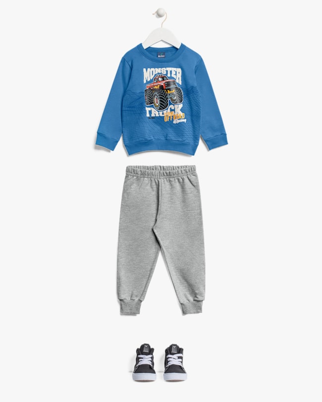 Conjunto Infantil Menino Blusão com Estampa e Calça - ReiRex - Blue-fee4abf4-4253-451e-b722-904d3ae5fd3f