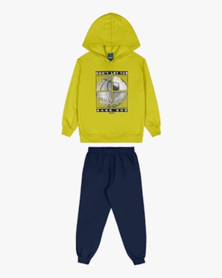 Conjunto Infantil Menino Blusão com Estampa e Calça - ReiRex - Verde-10