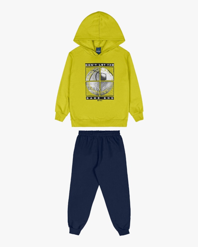 Conjunto Infantil Menino Blusão com Estampa e Calça - ReiRex - Verde-2d6d0586-60dc-457e-baac-cf3a10de8833