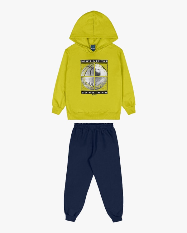 Conjunto Infantil Menino Blusão com Estampa e Calça - ReiRex - Verde