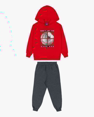 Conjunto Infantil Menino Blusão com Estampa e Calça - ReiRex - Vermelho-10