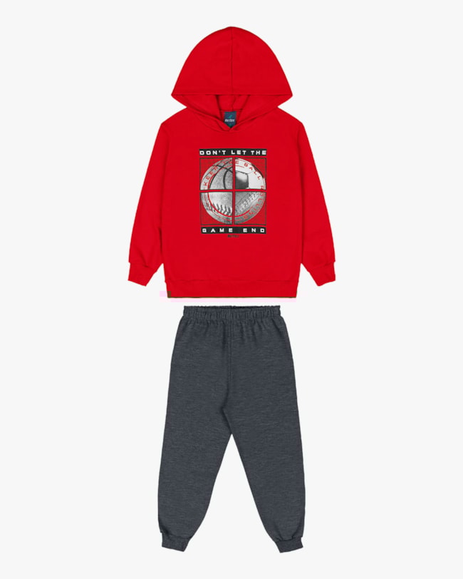 Conjunto Infantil Menino Blusão com Estampa e Calça - ReiRex - Vermelho-c5c501d8-d40e-4f00-8cce-e863073d8275