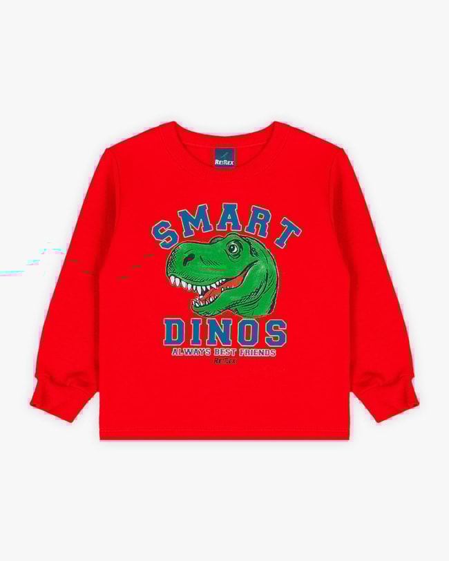 Conjunto Infantil Menino Blusão e Calça Amigo Dino - ReiRex - Vermelho-01-3d00b415-0461-467b-bfce-7fcd6da37b2c