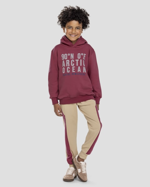 Conjunto Infantil Menino Blusão e Calça Bicolor - ReiRex - Bordô