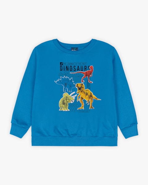 Conjunto Infantil Menino Blusão e Calça Dinossauro - ReiRex - Blue