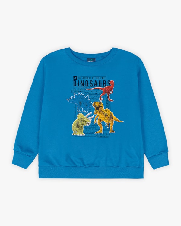 Conjunto Infantil Menino Blusão e Calça Dinossauro - ReiRex - Blue
