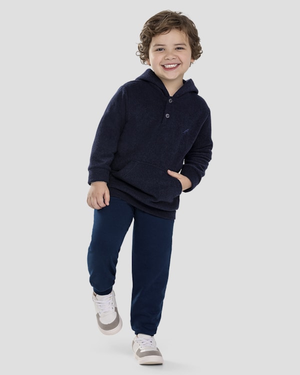 Conjunto Infantil Menino Blusão e Calça em Moletom - ReiRex - Azul