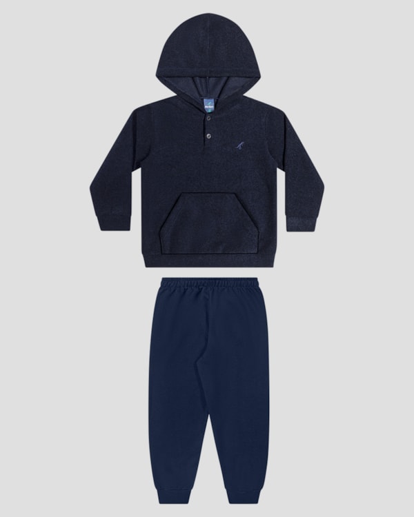 Conjunto Infantil Menino Blusão e Calça em Moletom - ReiRex - Azul