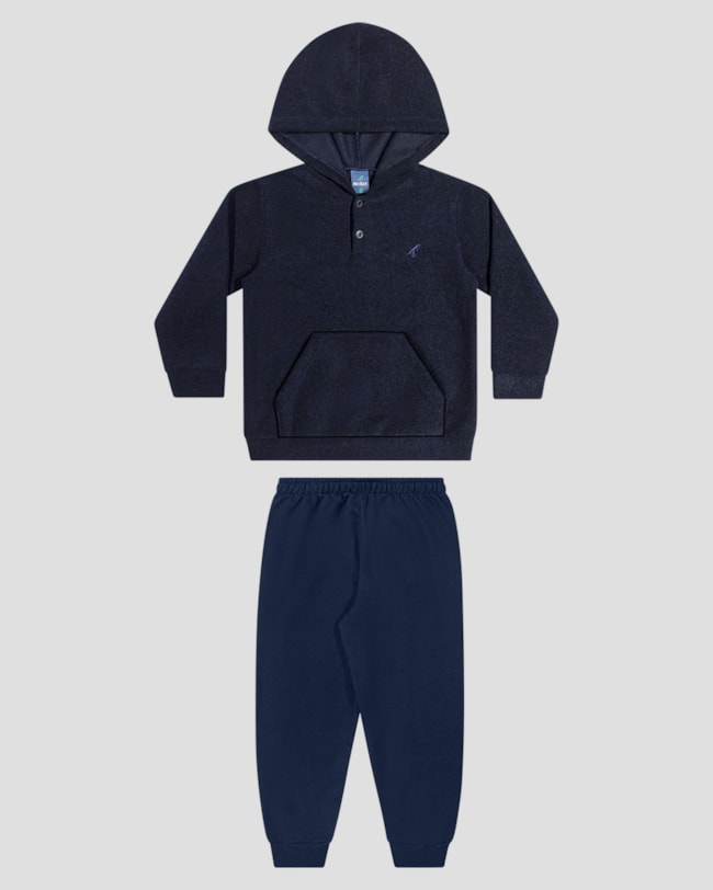 Conjunto Infantil Menino Blusão e Calça em Moletom - ReiRex - Azul-a907eac1-51c6-48dd-83bc-956c1378be99