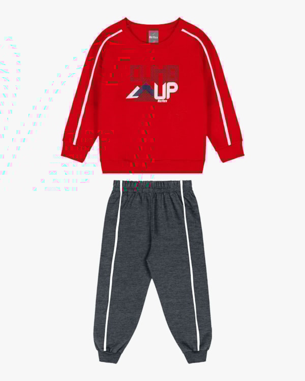 Conjunto Infantil Menino Blusão e Calça em Moletom - ReiRex - Tomato-01