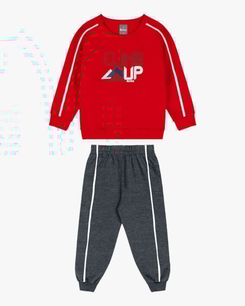 Conjunto Infantil Menino Blusão e Calça em Moletom - ReiRex - Tomato-01