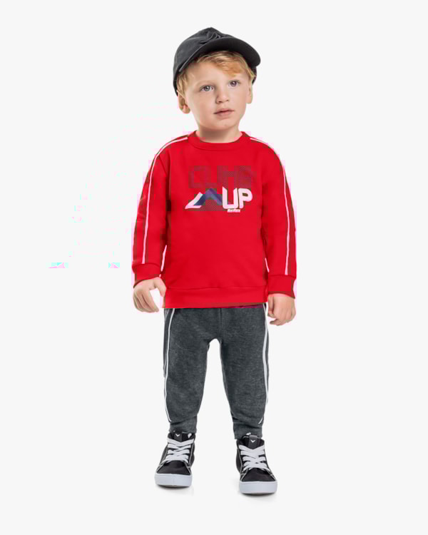 Conjunto Infantil Menino Blusão e Calça em Moletom - ReiRex - Tomato-01