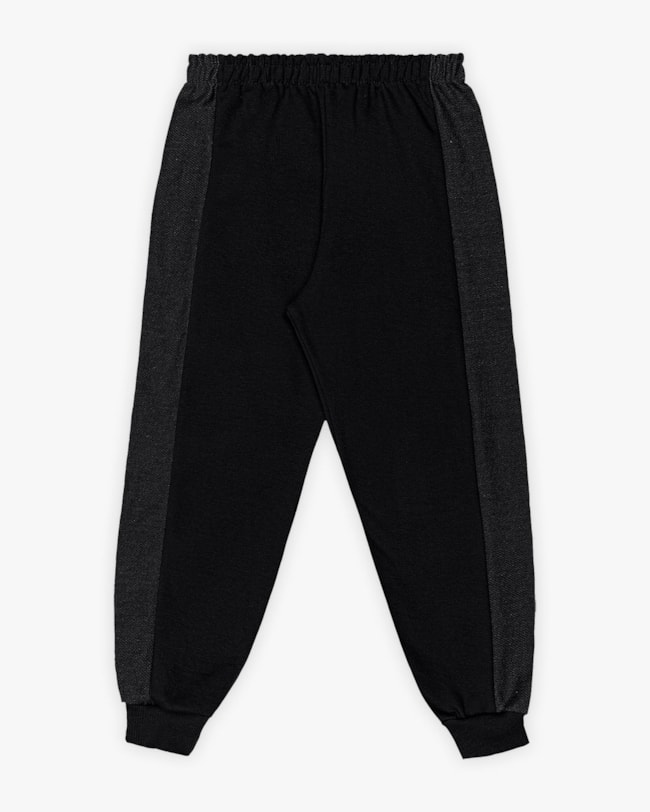 Conjunto Infantil Menino Blusão e Calça em Moletom Sarjado - ReiRex - Preto-3718dcc6-c87c-4201-bce0-56c42afad418
