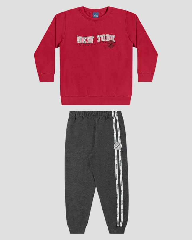 Conjunto Infantil Menino Blusão e Calça Moletom - ReiRex - Vermelho-2657e058-8f6e-4772-9d49-715a344d969c