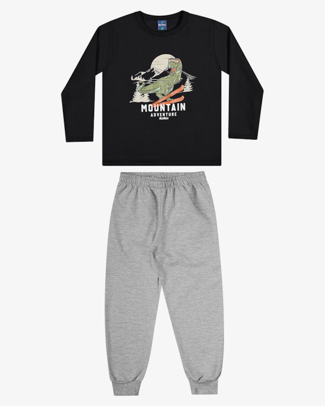 Conjunto Infantil Menino Blusão Estampado e Calça ReiRex - Preto-14b93f03-3ec4-4e56-a4cd-d7e396859fd5