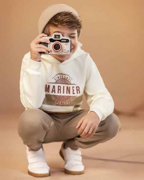 Conjunto Infantil Menino Blusão Listrado e Calça - ReiRex - Branco