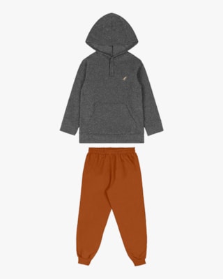 Conjunto Infantil Menino Blusão Moletom com Capuz e Calça - ReiRex - Iron -10