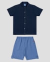 Conjunto Infantil Menino Camisa e Bermuda em Linho ReiRex Azul-fc6f22b3-f957-4b1d-ab04-1c1c7367a8e7