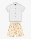 Conjunto Infantil Menino Camisa e Bermuda Estampada - ReiRex - Branco-43b185d8-61d1-4da9-9dff-b88e226cb448