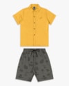 Conjunto Infantil Menino Camisa e Bermuda Estampada - ReiRex - Mostarda-4-84ec6587-ac5c-42da-ab9e-99e7fd35058b