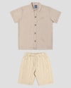 Conjunto Infantil Menino Camisa e Bermuda ReiRex Bege-bb101ece-efe2-4bc4-aa23-9a7828d93b31