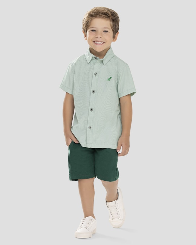 Conjunto Infantil Menino Camisa e Bermuda ReiRex Verde-c853af91-b3c0-4d63-8417-b0ad0c250a8d