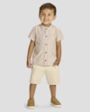 Conjunto Infantil Menino Camisa em Tricoline e Bermuda - ReiRex - Nude-ffca4429-ae93-4113-9369-1066a26fd210