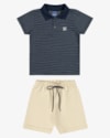 Conjunto Infantil Menino Camisa Polo Listrada e Bermuda - ReiRex - Oxford-ab48dc00-d3c3-4077-9f0a-5e9da6c32926
