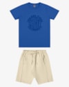 Conjunto Infantil Menino Camiseta + Bermuda - ReiRex - Azul-532c5609-52ec-4ea5-827c-5889737314ad