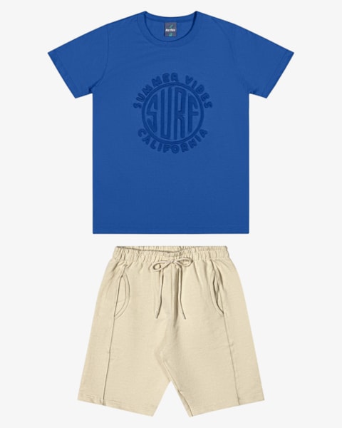 Conjunto Infantil Menino Camiseta + Bermuda - ReiRex - Azul