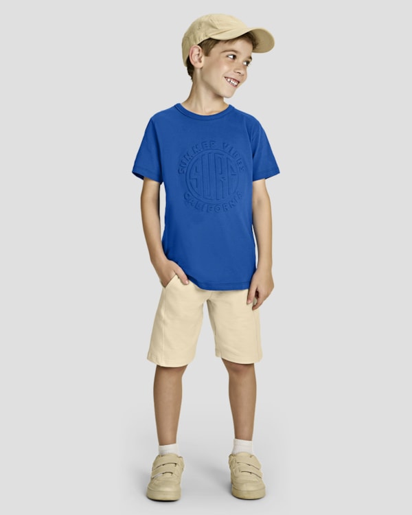 Conjunto Infantil Menino Camiseta + Bermuda - ReiRex - Azul