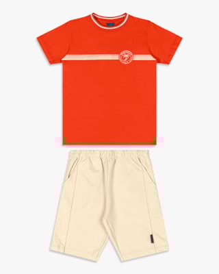 Conjunto Infantil Menino Camiseta com Estampa e Bermuda - ReiRex - Carrot