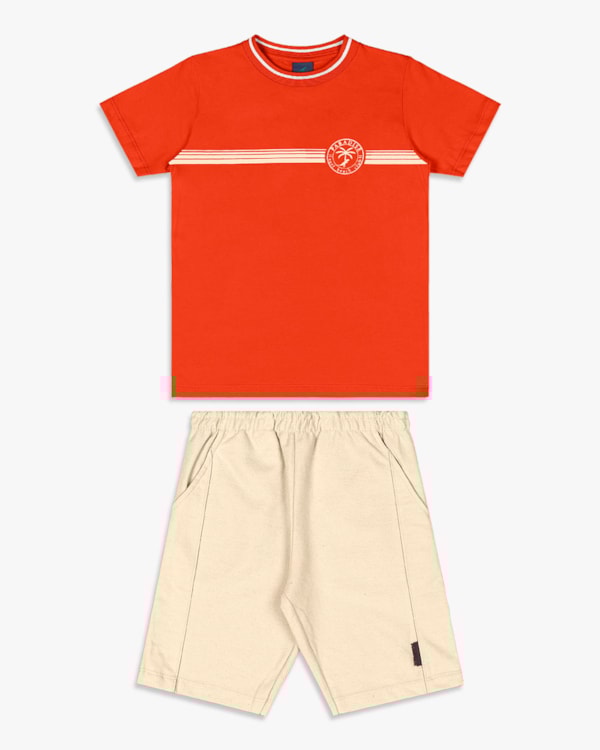 Conjunto Infantil Menino Camiseta com Estampa e Bermuda - ReiRex - Carrot
