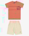 Conjunto Infantil Menino Camiseta com Retilínea + Bermuda - ReiRex - Mango-31aa1935-00e4-472a-a652-f0d09424426e